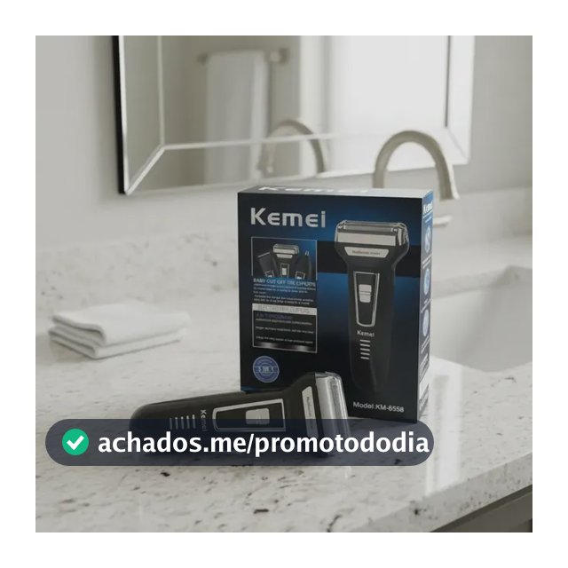 Aparador Barbeador Kemei KM-6558 Recarregável Sem Fio 3 em 1 Bivolt Preto