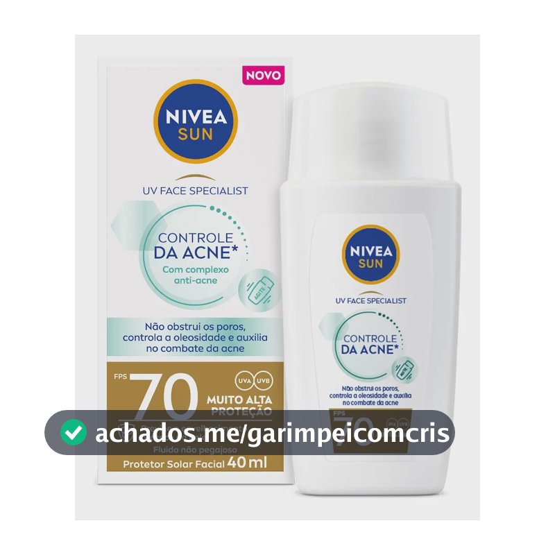 NIVEA Protetor Solar Facial Fluido UV Face Specialist Controle da Acne FPS 70 40ml, Muito Alta Proteção UVA/UVB, Reduz Oleosidade, Pele Oleosa e Propensa a Acne