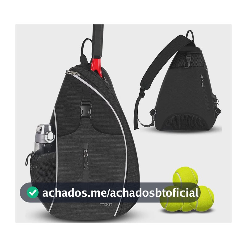 Mochila Raqueteira Beach Tennis, Bolsa De Tênis Transversal Para Raquete, Bolsa De Padel Grande Com Compartimento Separado, Antirroubo E Impermeável, Versátil Para Tênis, Badminton, Ytonet 1340 Preto