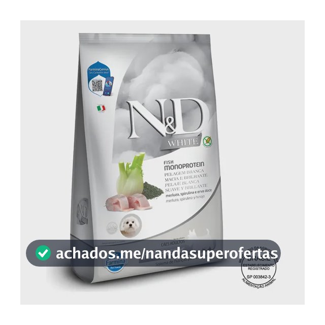 Ração N&d White Merluza Mini 7kg Para Cães Adultos Raças Pequenas
