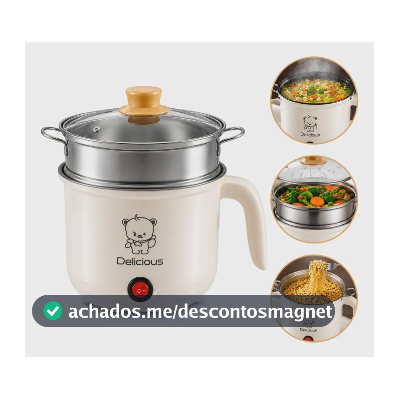 Panela Elétrica Mini Multifunção Cozinhar Arroz Legumes Branca 110