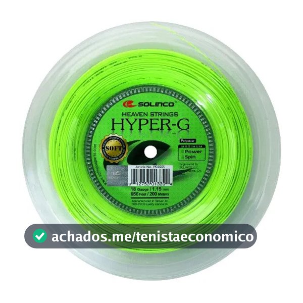 Corda Solinco Hyper G Soft 16L 1.25mm 200m Verde Co-polímero