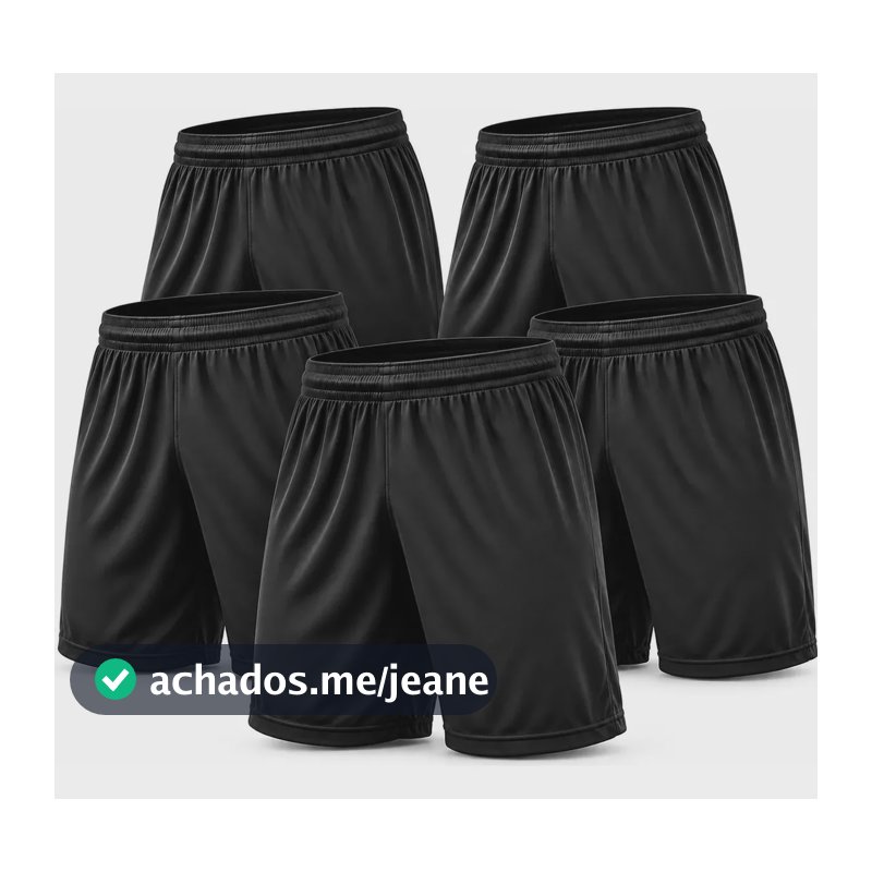 Kit 5 Shorts Masculino Futebol Dry Fit Academia Treino Liso Preto G