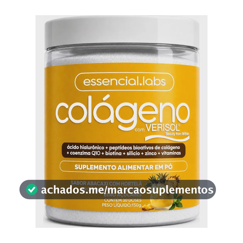 COLÁGENO VERISOL® - Fórmula Exclusiva com Ácido Hialurônico + Coenzima Q10 + Biotina + Silício + Zinco + Peptídeos Bioativos + Vitaminas - Sabor Abacaxi com Hortelã - 30 doses