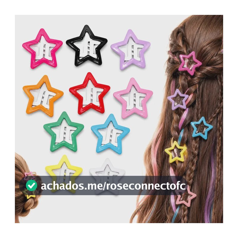 Kit 20 Presilhas Estrela Metal Tic Tac Cabelo Y2k Dopamine Colorida