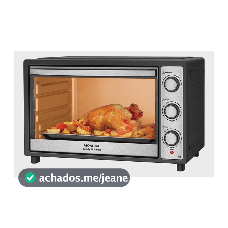 Forno Elétrico 52l Family Grill Inox Mondial 1800w Frn-52-bi 220v Preto/inox