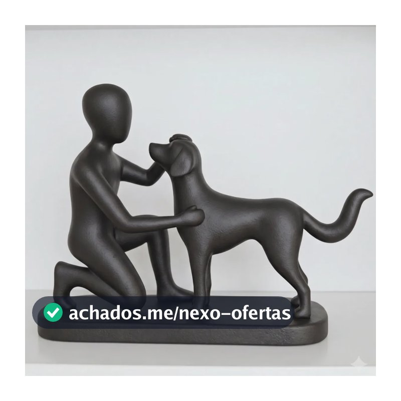 Estatua Escultura Cachorro Melhor Amigo Pet Fiel Decoração Preto