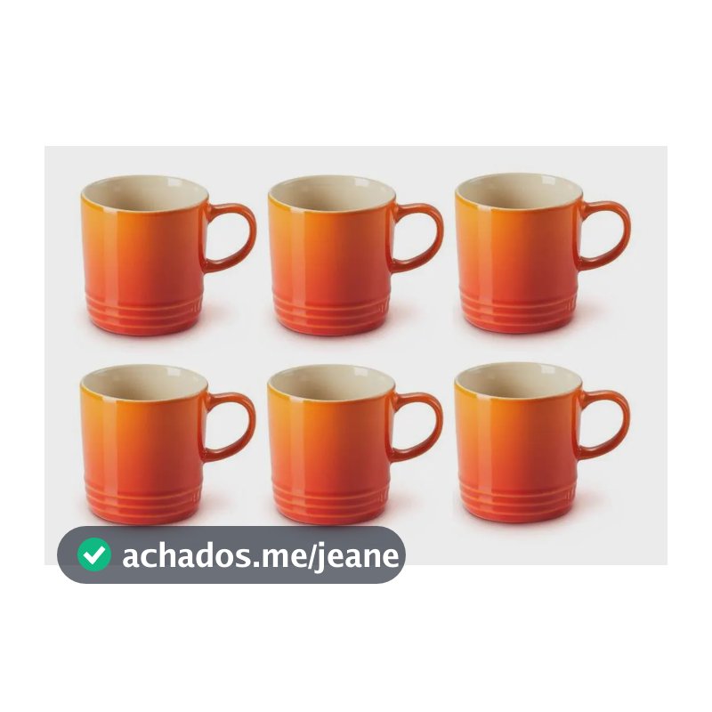 Kit de 6 Canecas de Cerâmica Laranja Le Creuset 350 mL