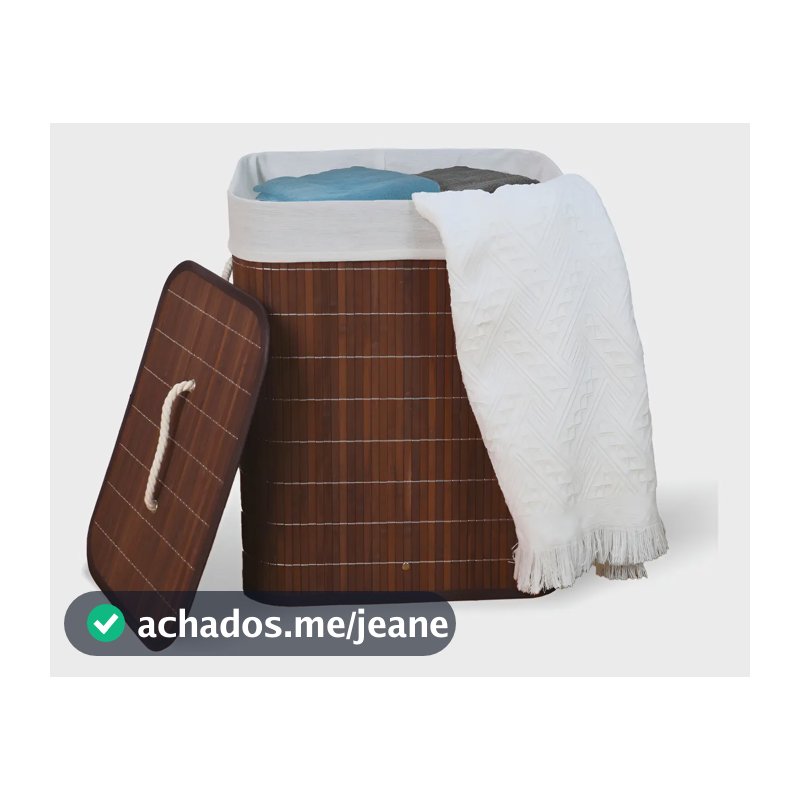 KONTUZ cesto de roupa suja de bambu com tampa e alças 50l cor Marrom