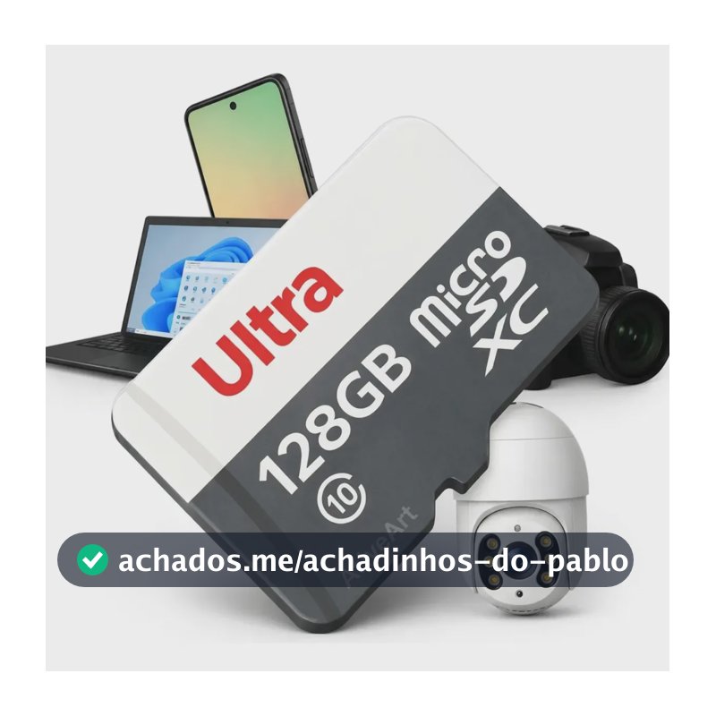 Cartão De Memória 128 Gb Micro Sd Classe 10 Ultra 100mb/s, Para Drones, Celulares, Câmeras Wi-fi, Com Adaptador Sd