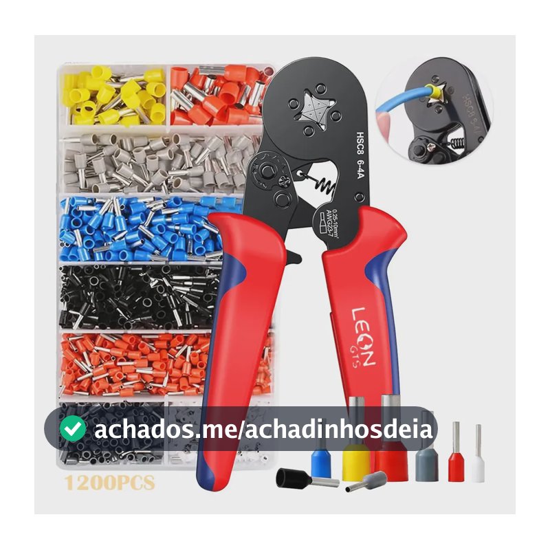 Kit Alicate Crimpar Box Com 1200 Terminal Ilhós 0,5 A 10mm