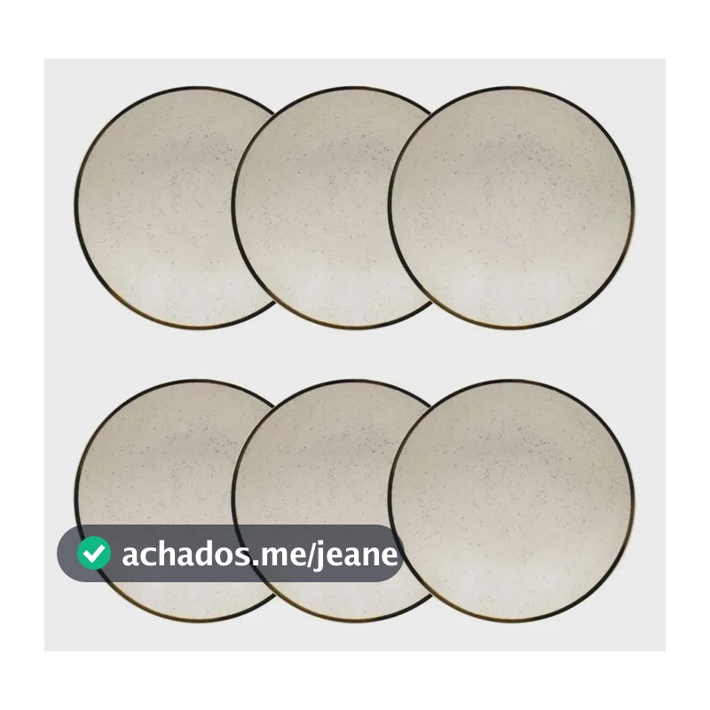 Jogo 6 Pratos Fundos Rustico Brisa 20,5cm Oxford Porcelanas