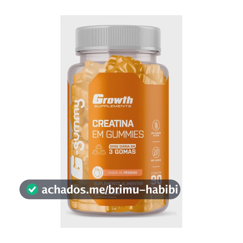 Creatina Em Gummies Growth Supplements 90 Gomas Gummy Pessego