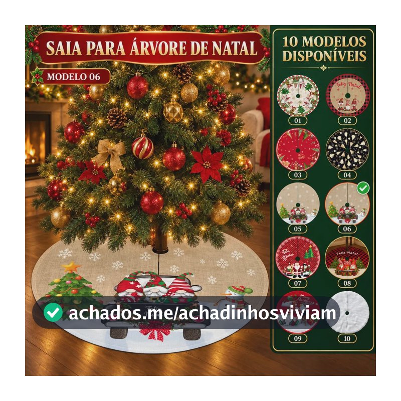 Saia Tapete Base Árvore De Natal Decoração Papai Noel Enfeite Natalino Luxo Modelo 6 Luvinco