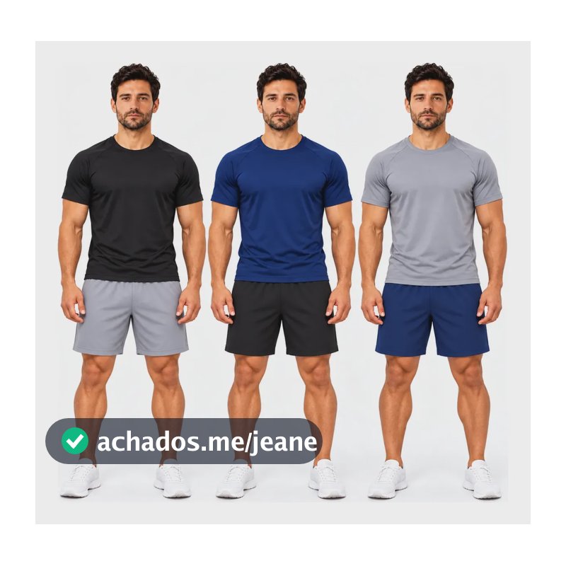Kit 6 Peças Dry Fit 3 Camisetas + 3 Shorts Academia Corrida Sortidos G