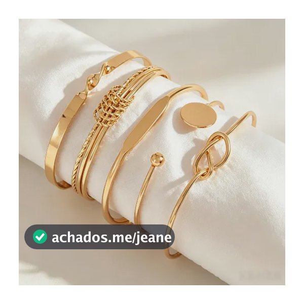 1 Conjunto De 5 Pulseiras Femininas Semi Joias Fashion Dourado