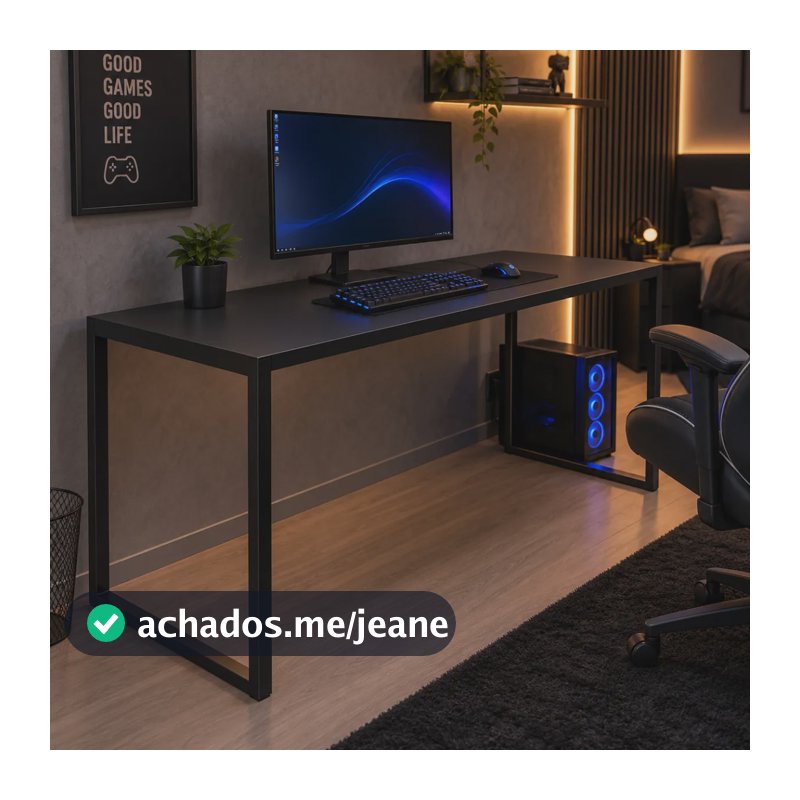 Mesa Para Computador Gamer C/ Tampo De Mdp E Pés De Ferro Preto