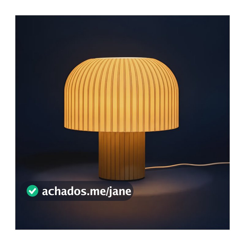 Abajur Luminária De Mesa Cogumelo Kaela Branco C/ Lampada Marrom-claro Branco 127/220v