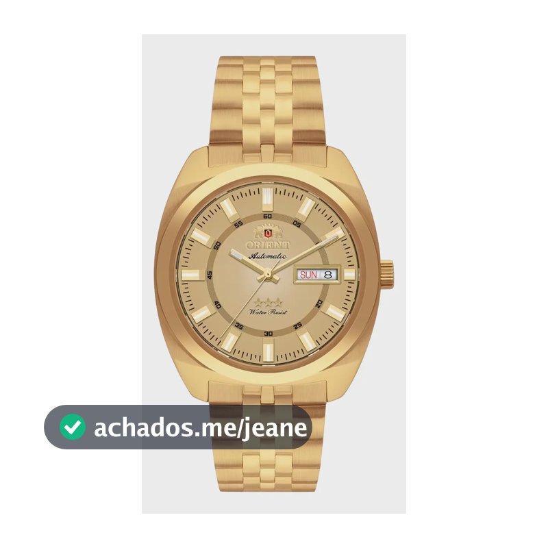 Relógio Orient Heritage Automático 3 Estrelas Yn6gg005 C1kx Correia Dourado Bisel Dourado Fundo Dourado