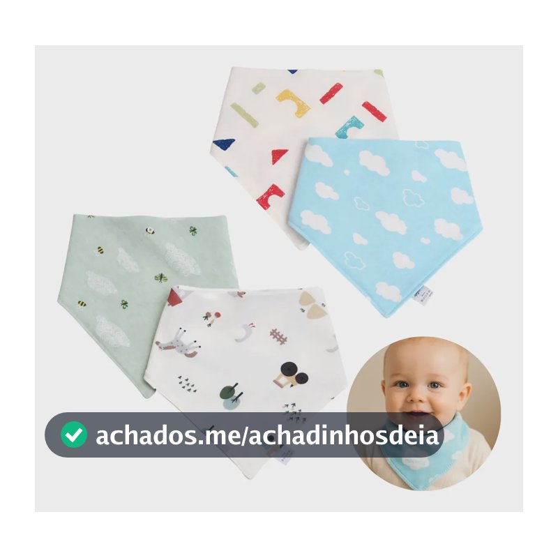 4 Babador Bandana Importado Bebê Menino Menina Com Regulagem Menino