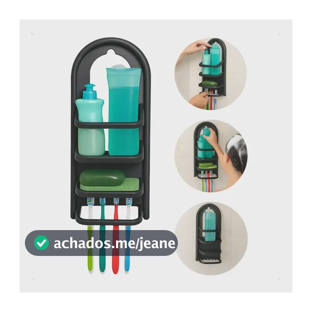 Porta Shampoo Prateleira Plástico 39,6cm De Pendurar Preto Organizador Para Banheiro Suporte Shampoo Condicionador Sabonete Instalação Fácil Sem Furo Ideal Box Chuveiro Plástico Resistente Organização