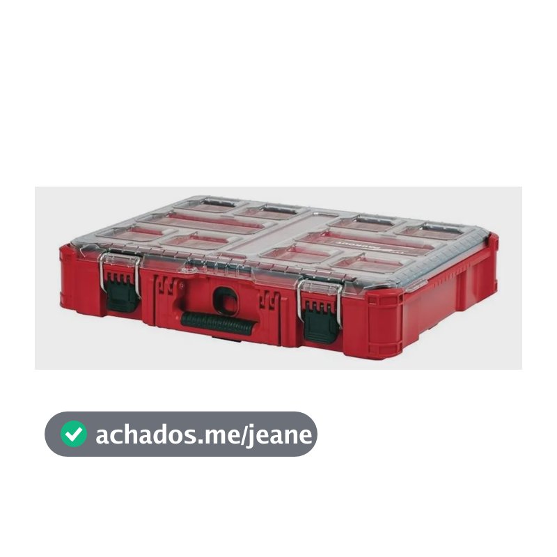 Organizador Packout Milwaukee 48-22-8430 Com 10 Escaninhos Vermelho Com Tampa Transparente
