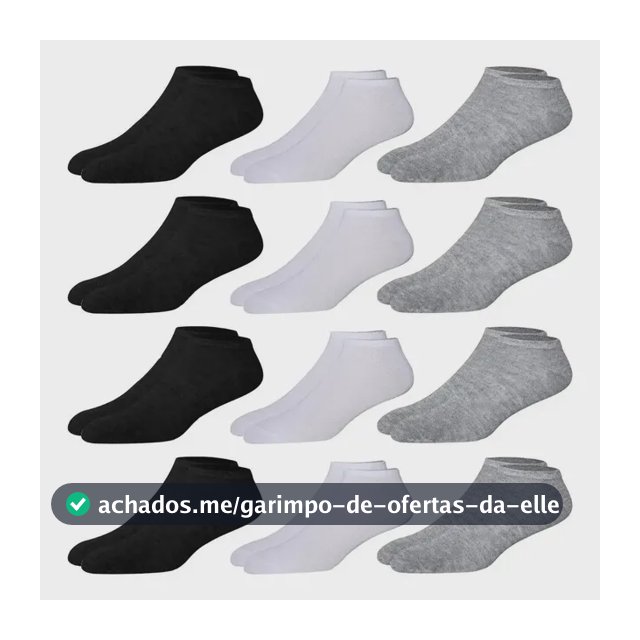 Kit 12 Pares Meia Soquete Cano Curto Preto 38 Ao 44 Premium