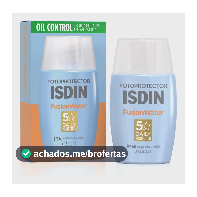 ISDIN Protetor Solar Facial Fusion Water 5 Stars Sem Cor FPS 60 - 30ml