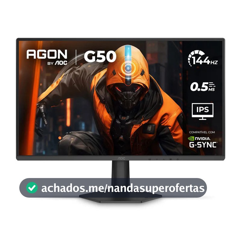 Monitor Gamer AOC AGON G50 24" 144Hz 0,5ms IPS HDR10 G-SYNC 24G50F Preto