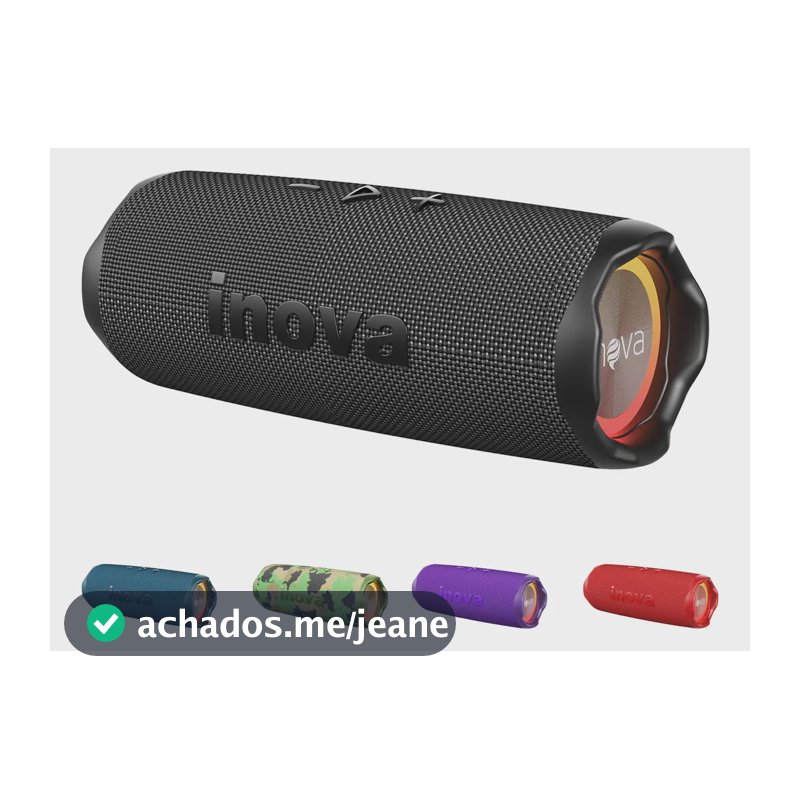 Caixa De Som Portatil Inova Caixinha Com Rgb Tws Recarregável Subwoofer, Potente Caixas Bluetooth Ideal Festas Ao Ar Livre E Uso Diário, Preto