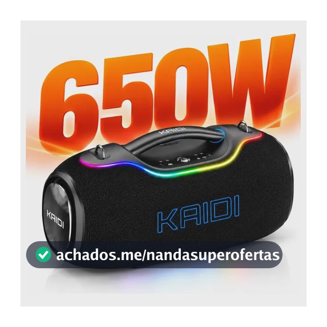 Caixa De Som Portatil 650w Bluetooth 5.4 Grave Potente Tws Preta Kaidi KNC-5808 Alta Qualidade Ipx6 Prova D'agua
