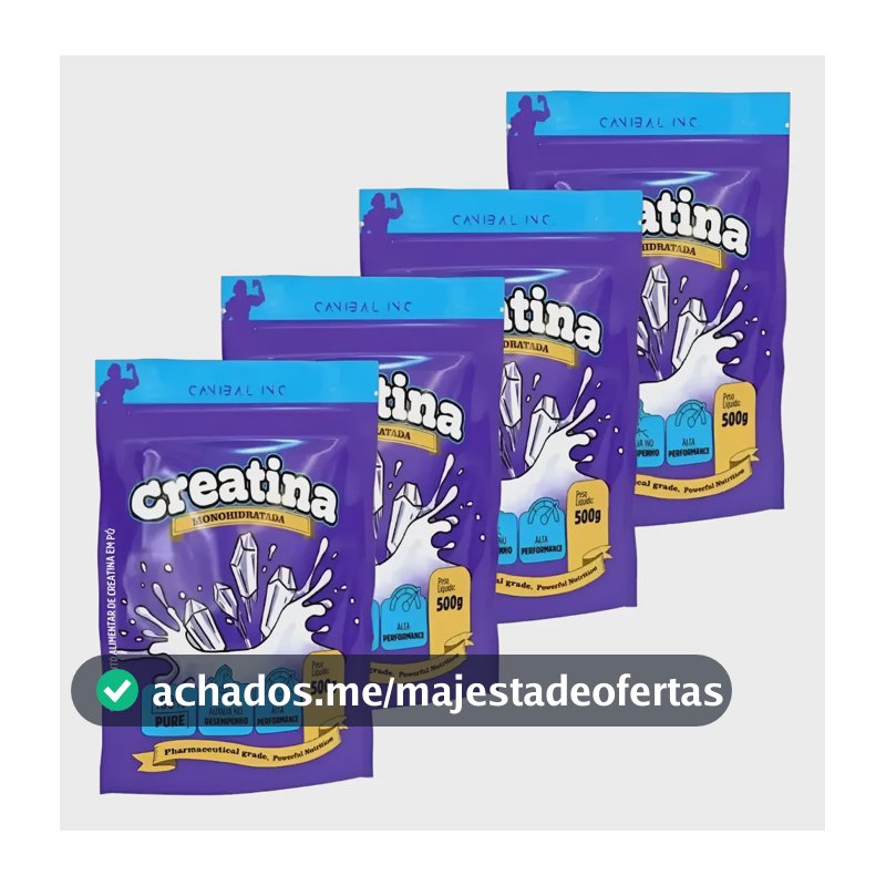 Kit 4x Creatina Monohidratada 500g - Canibal Sem Sabor