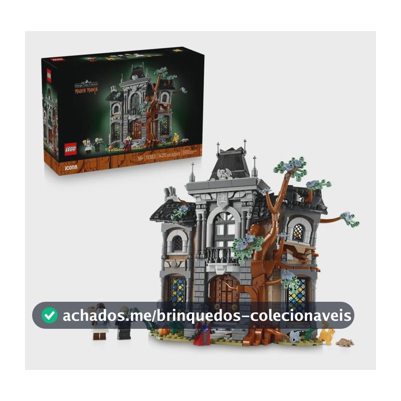 LEGO® Icons Mayor's Mansion 11383; kit de construção de mansão fantasmagórica, decoração com 3 minifiguras que brilham no escuro; maiores de 18 anos
