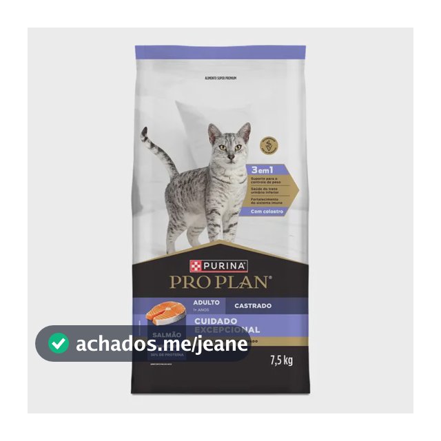 Pro Plan Ração Gato Adulto Castrado Salmão - 7,5kg