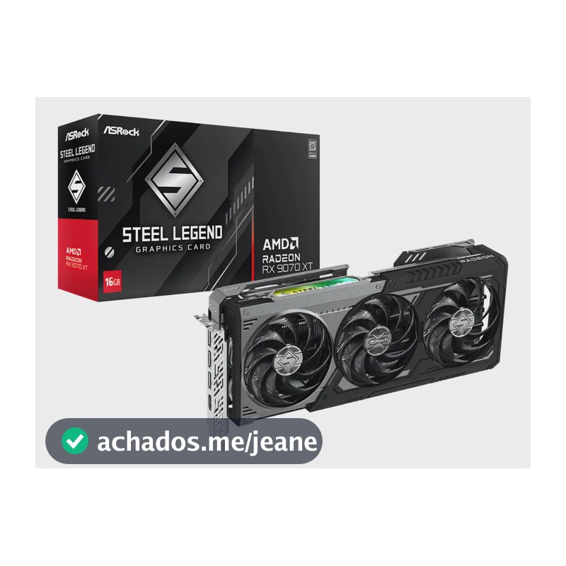 Placa De Vídeo Asrock Rx 9070xt Steel Legend Dark 16gb Gddrg