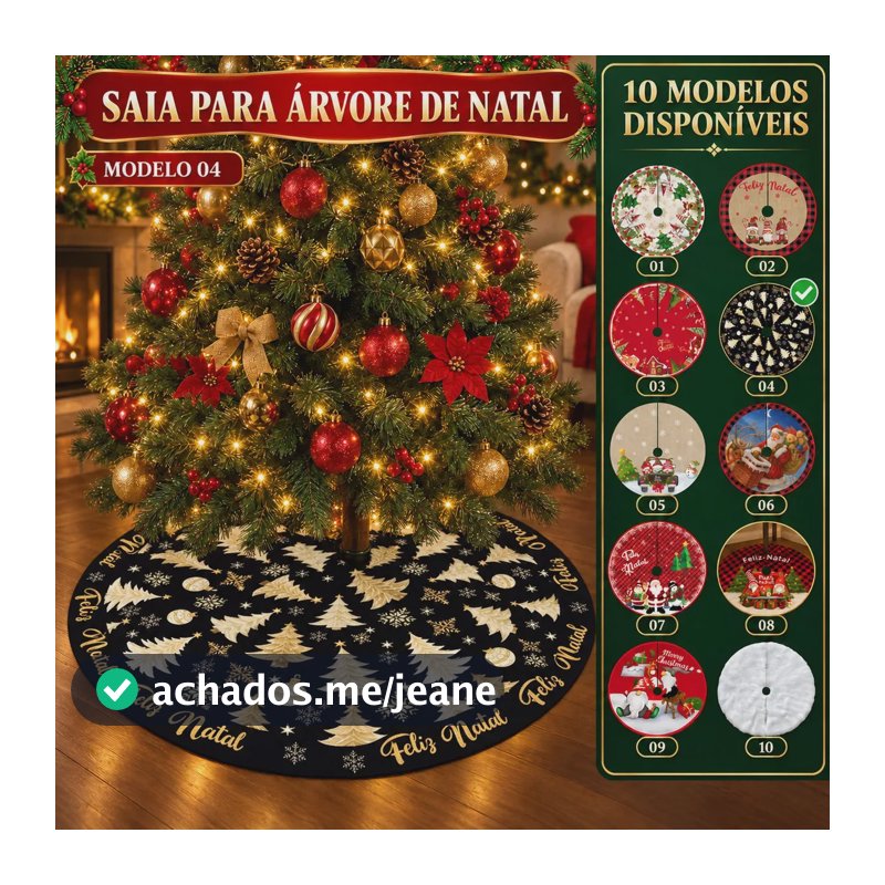 Saia Tapete Base Árvore De Natal Decoração Papai Noel Enfeite Natalino Luxo Modelo 4 Luvinco