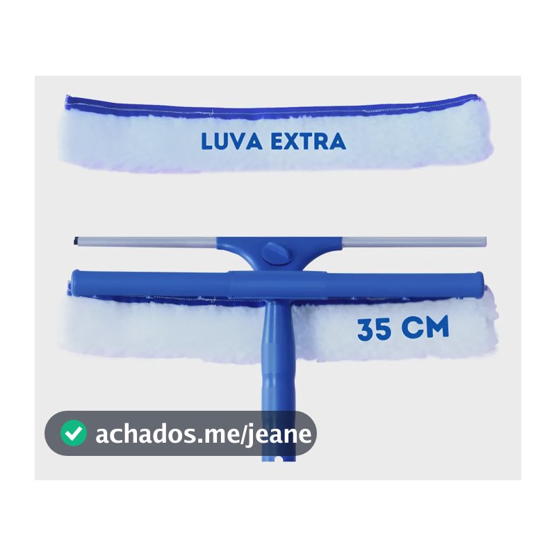 Rodo Combinado Limpa Vidro 35cm 2 Em 1 Limpeza + Refil Extra