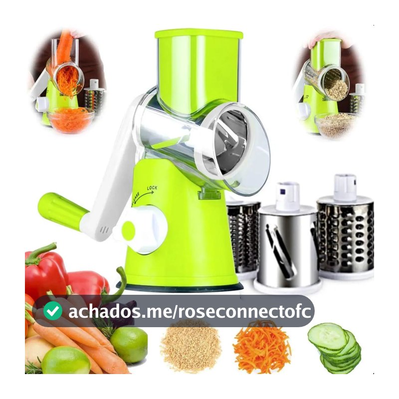 Cortador Ralador Fatiador De Legumes Mandoline 3 Lâminas Processador Manual Giratório Multiuso Triturador para Cozinha Vegetais Queijos Alimentos Frutas Moderna Mix