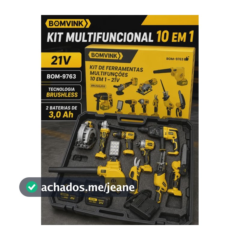 Kit Multi Ferramentas 10 Em 1 21v Brushless 2 Baterias