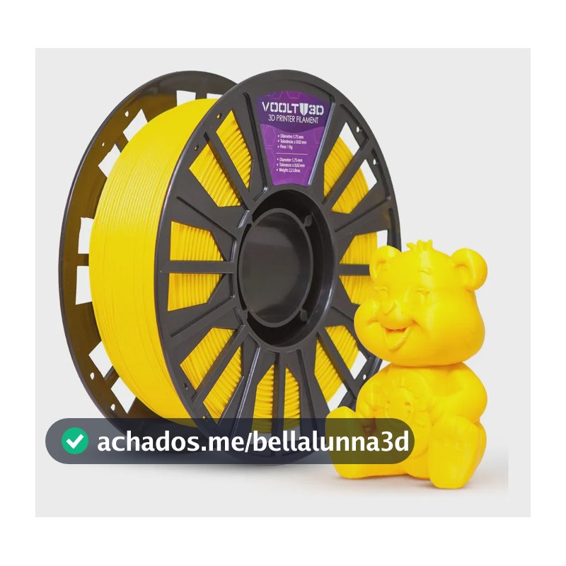 Filamento PLA Amarelo 1Kg 1,75mm Voolt3D Para Impressão 3D Impressoras 3D High Speed Imprimir Peças 3D Peças Decorativas Fabricação Nacional
