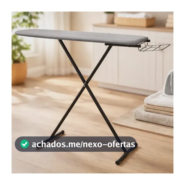Tabua De Passar Roupa Reforçada Com Porta Ferro 3 Alturas Cor Preto Liso
