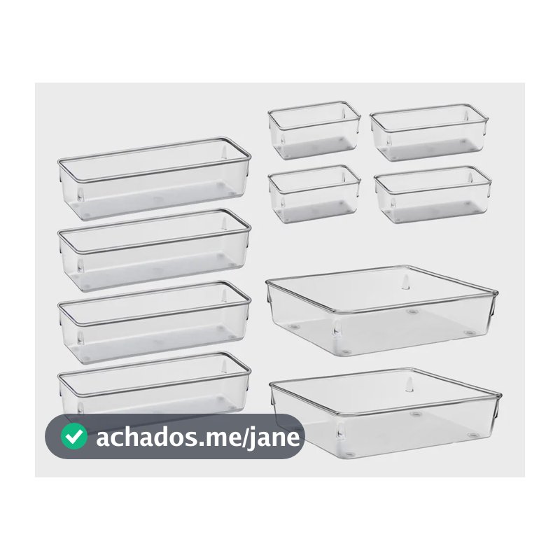 Kit 10 Organizador Multiuso Modular Gaveta Acrilico Rebirth Cor Cristal