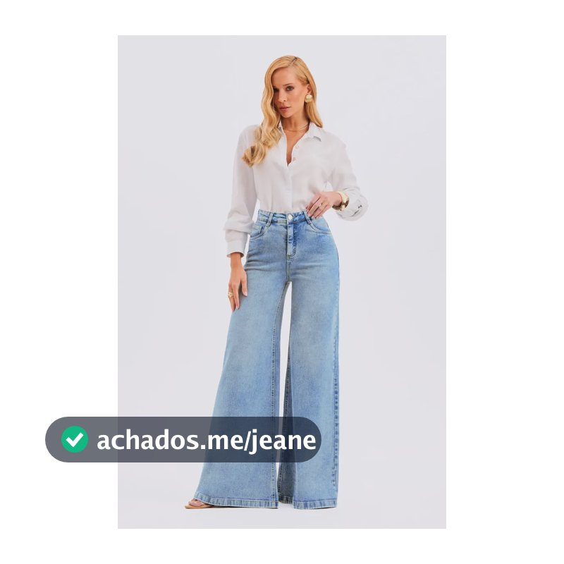 Calça Jeans Pantalona Basic Cós Super Alto Clara Modab Jeans Claro 40 Regular