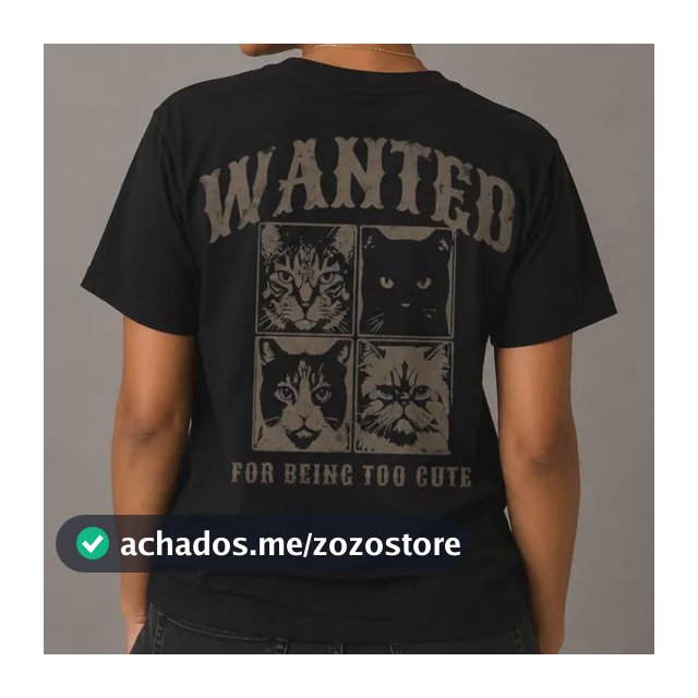 Camiseta Wanted For Being Too Cute Preto Gato Gg Estampa Localizada