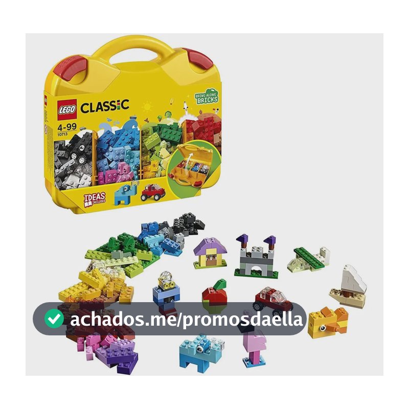LEGO Classic Maleta da Criatividade 10713; Brinquedo criativo para montar e imaginar; Maleta com peças coloridas para criar bichinhos, supercarros, casas e muito mais; Presente para crianças