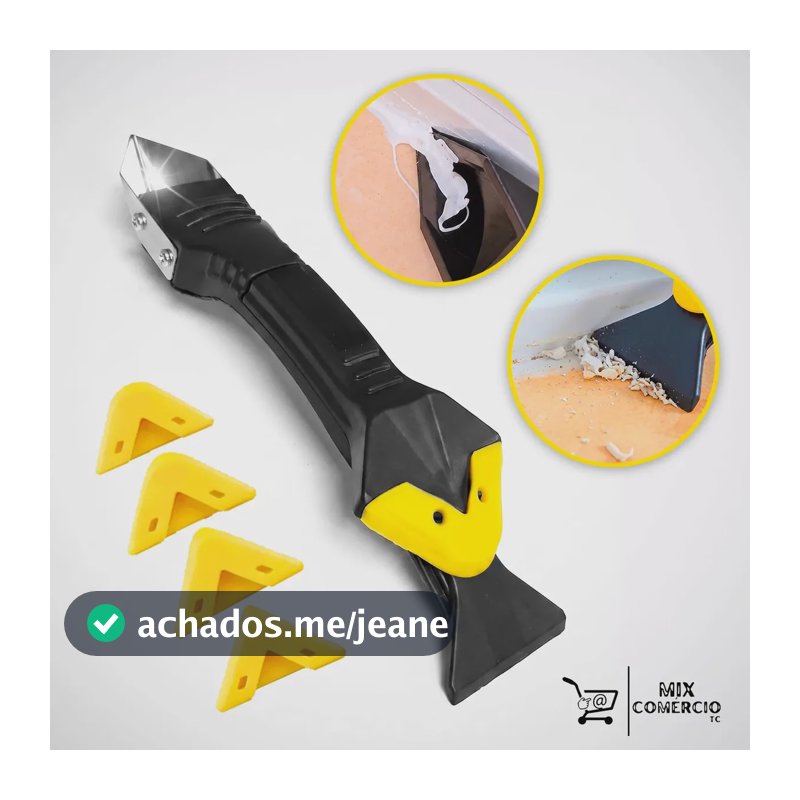 Espátula Removedora e Aplicadora de Silicone e Rejunte 3 em 1 para Acabamento Profissional