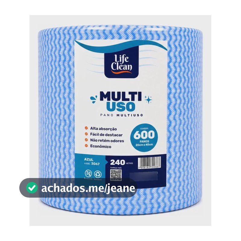 Pano Multiuso Life Clean 600 Panos Picotados Az/br 20x40 Azul
