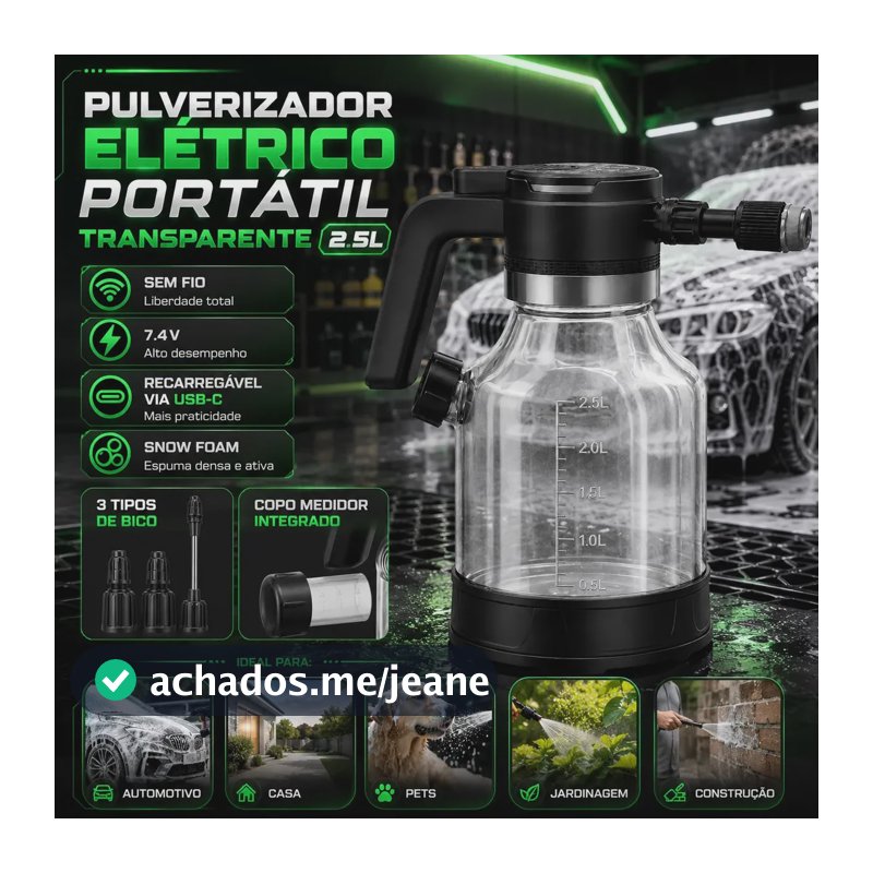 Pulverizador Elétrico Para Jardim e Automotivo de 2.5 L Cor Branco