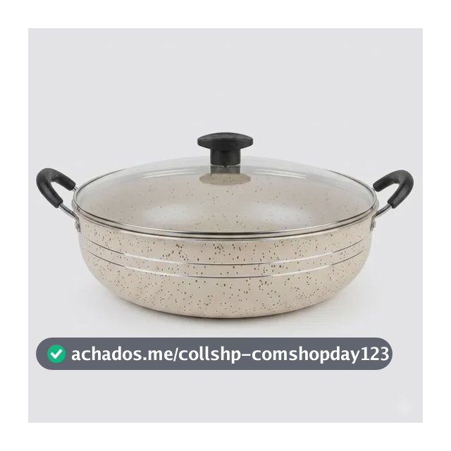 Frigideira Wok Silver Lines Antiaderente Com Alças + Tampa.