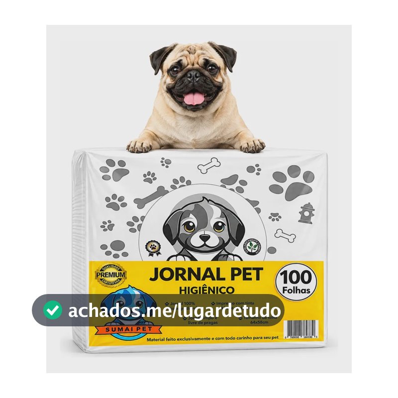 Jornal Pet 100 Folhas Grandes Papel Limpo Higienico Cachorro